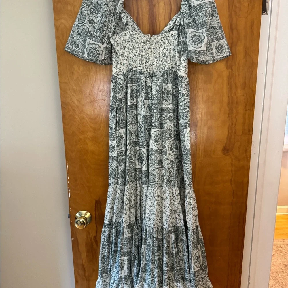 Abercrombie & Fitch Sage Green and White Boho Maxi Dress